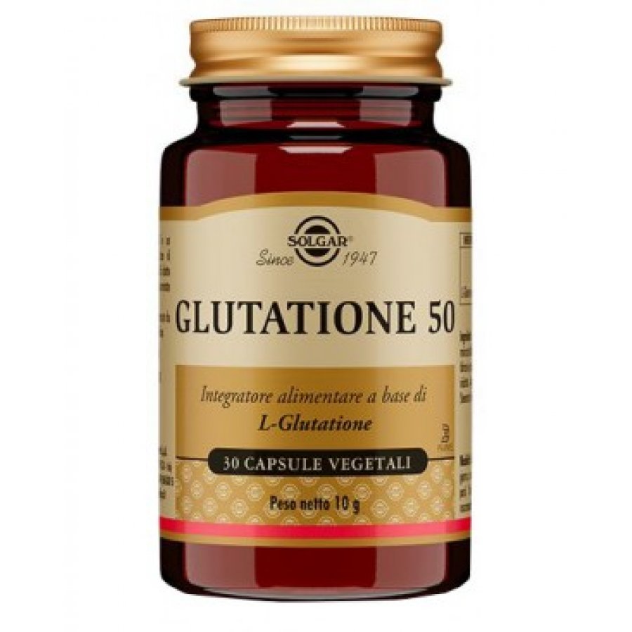 Solgar - Glutatione 50 Capsule Vegetali - Potente Antiossidante per il Benessere Generale
