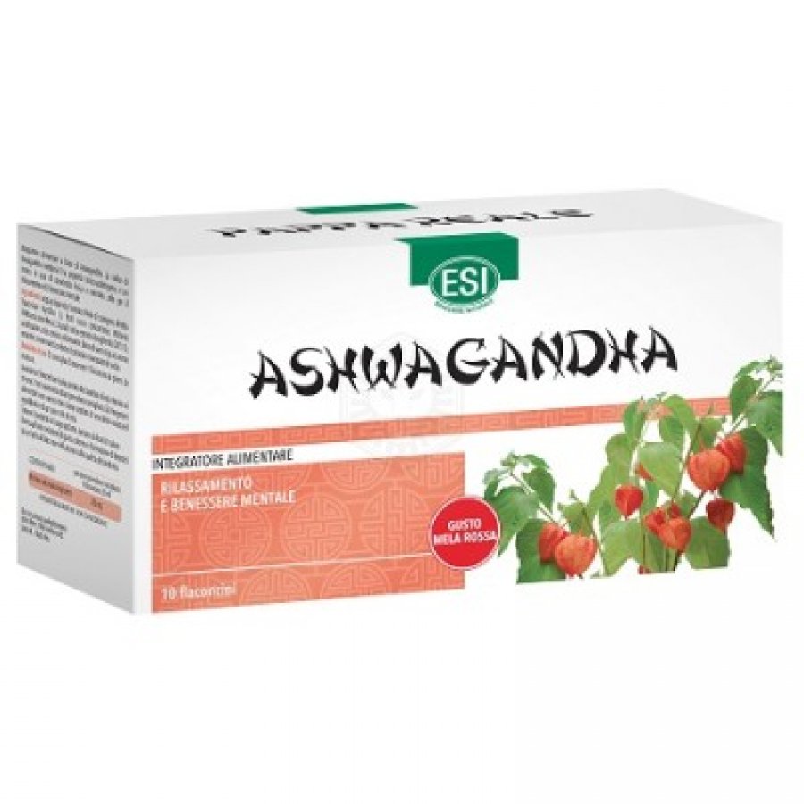 ESI Ashwagandha, Integratore Alimentare Tonico Adattogeno, 10 Flaconcini - Stanchezza Mentale e Fisica, Benessere, Rilassamento