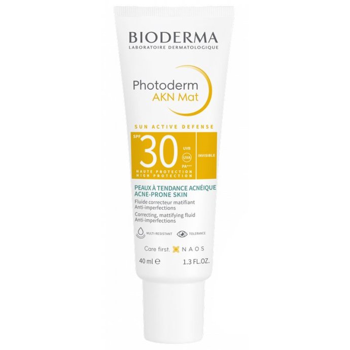 Bioderma Photoderm Akn Matte SPF30 40ml - Protezione Solare ad Alta Opacizzazione per Pelle Mista e Grassa