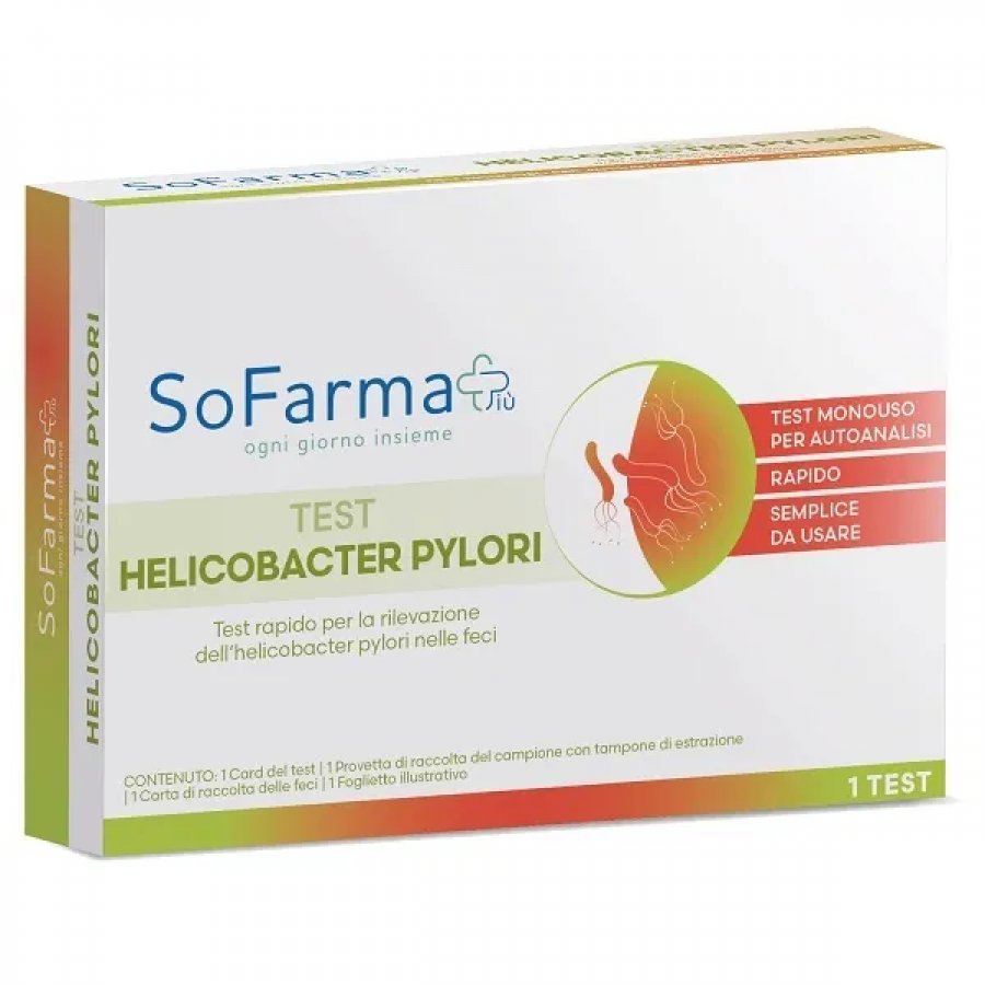 SoFarmapiù Test Rapido Helicobacter Pylori nelle Feci - Rilevazione Precisa, 1 Test