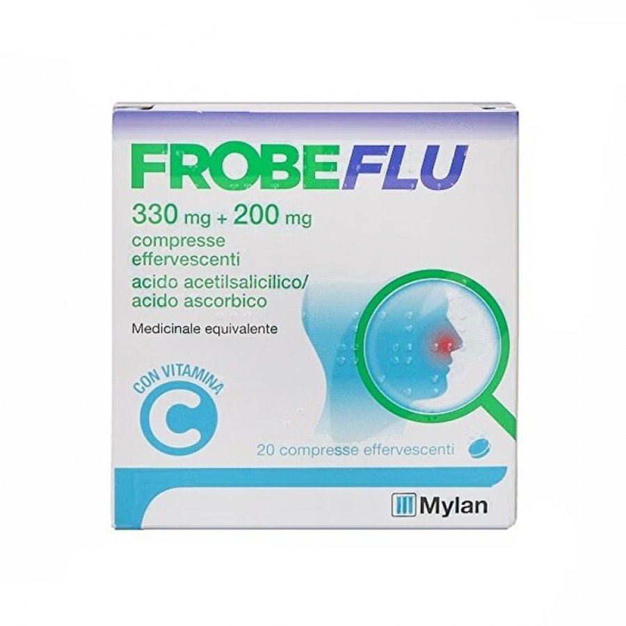 Viatris Frobeflu 330mg + 200mg Dolore Febbre Influenza e Raffreddore 20 Compresse Effervescenti