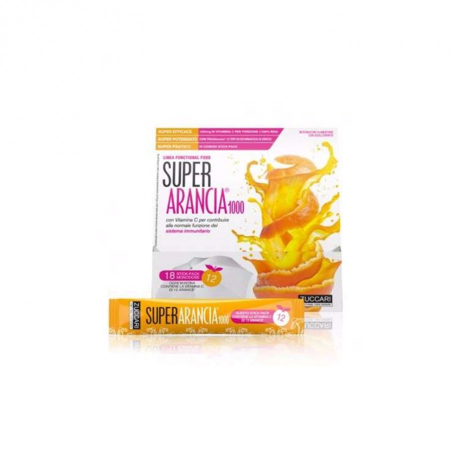 Zuccari - Super Arancia 1000 10 Stick - Integratore Alimentare all'Arancia per Reforzare il Sistema Immunitario