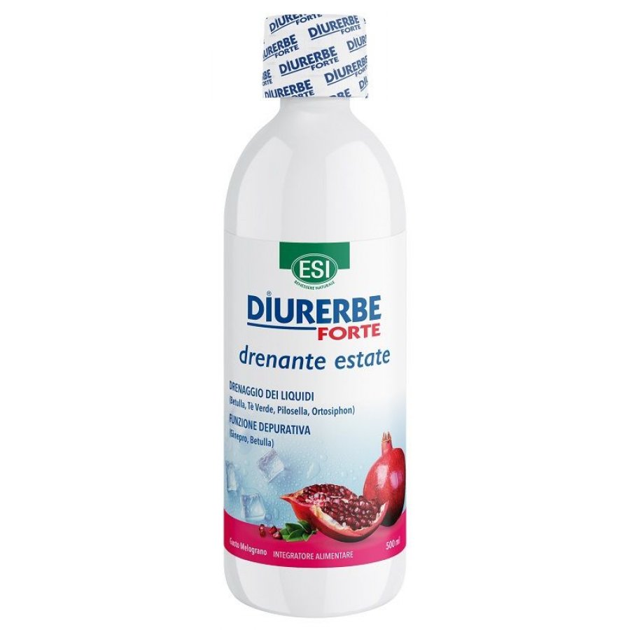 ESI Diurerbe Forte Drenante Estate Melograno, Integratore Depurativo 500ml, Drenaggio Liquidi, Magnesio, Potassio