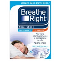 Breathe Right Cerotti Nasali Trasparenti - Sollievo Congestione, 30 Pezzi