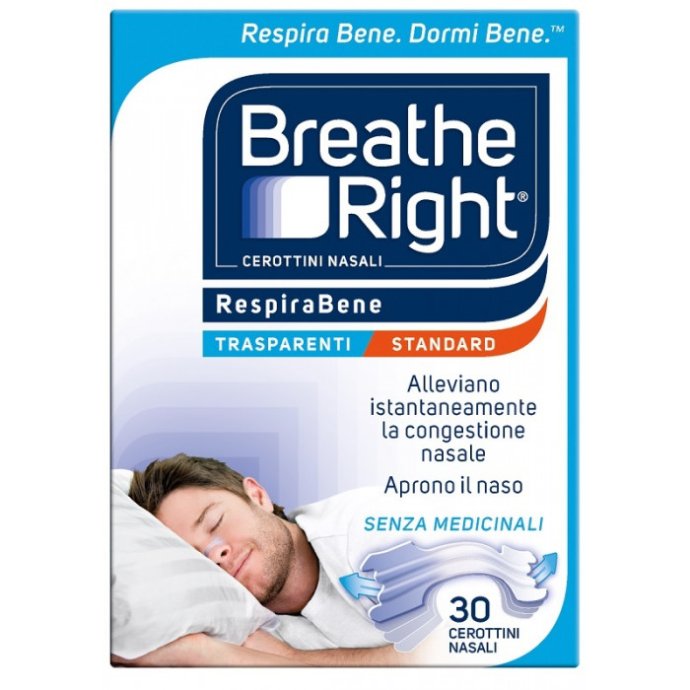 Breathe Right Cerotti Nasali Trasparenti - Sollievo Congestione, 30 Pezzi