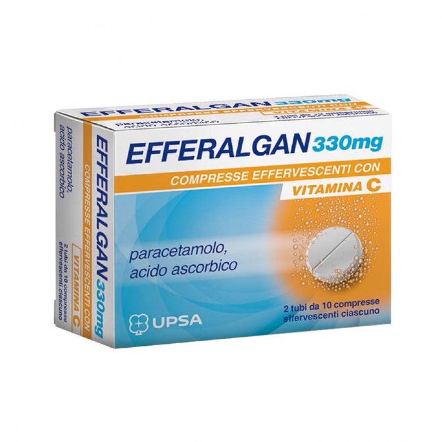 Efferalgan 20 Compresse Effervescenti con Vitamina C 330mg - Antidolorifico e Integratore di Vitamina C