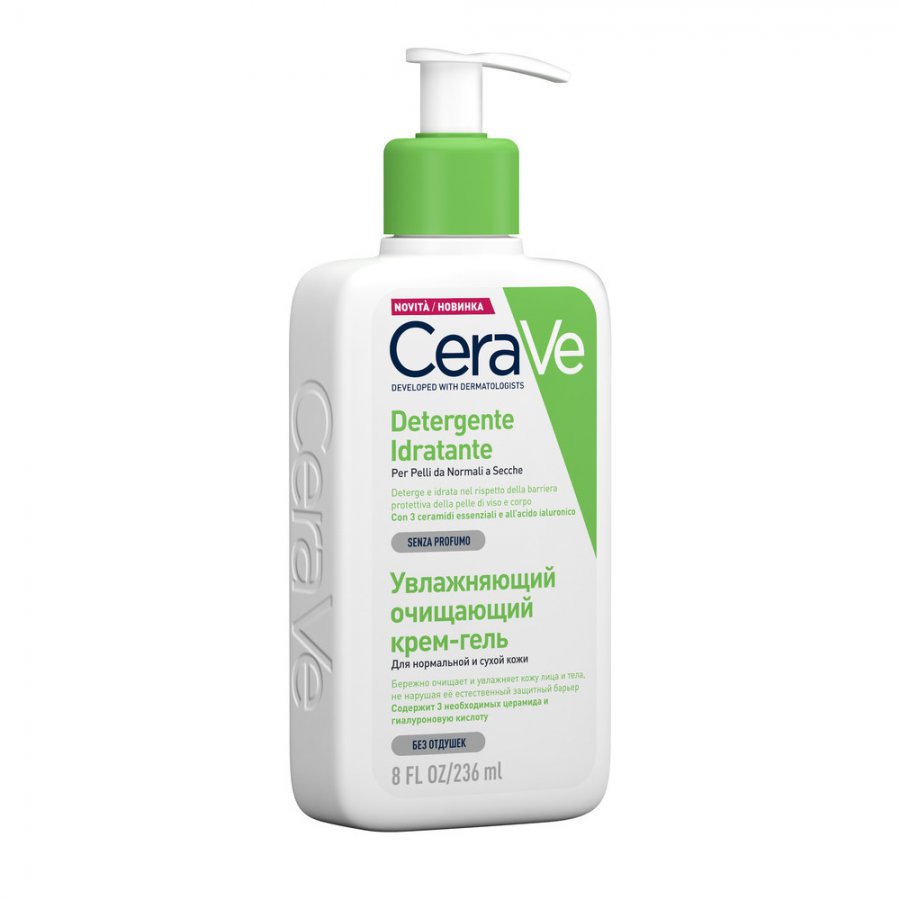 CeraVe Detergente Idratante Viso Pelle da Normale a Secca con Acido Ialuronico 236ml