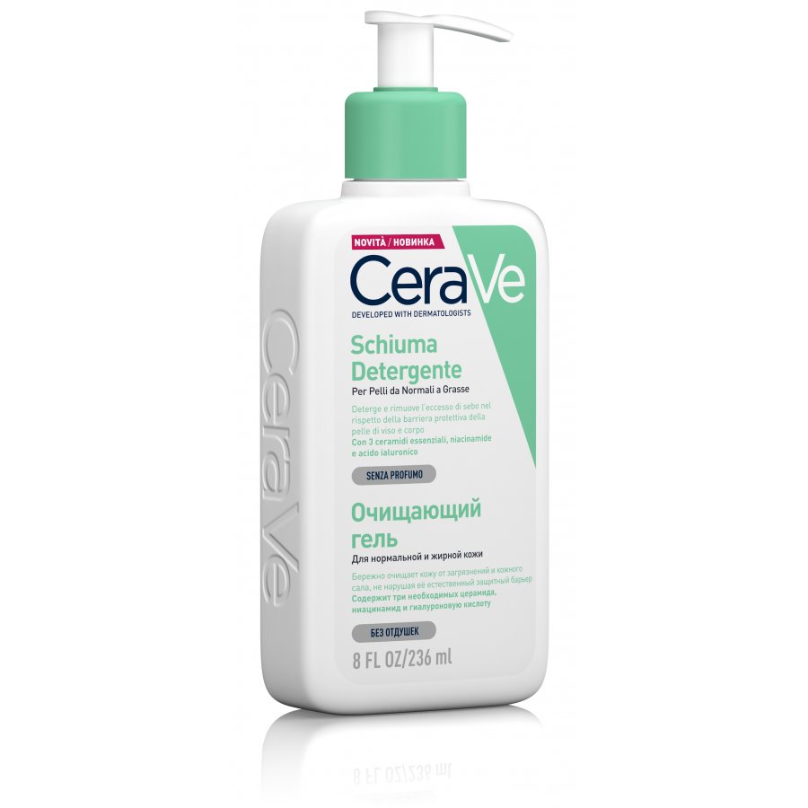 CeraVe Schiuma Detergente Viso Pelle Grassa Seboregolatrice 236ml - Detergente Efficace e Idratante