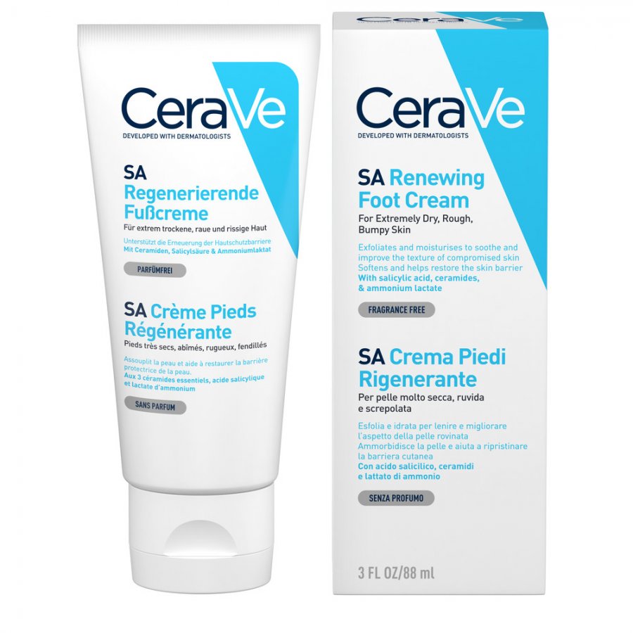 Cerave Crema Piedi Rigenerante 88ml - Crema per Pelle Secca e Screpolata con Ceramidi e Acido Ialuronico