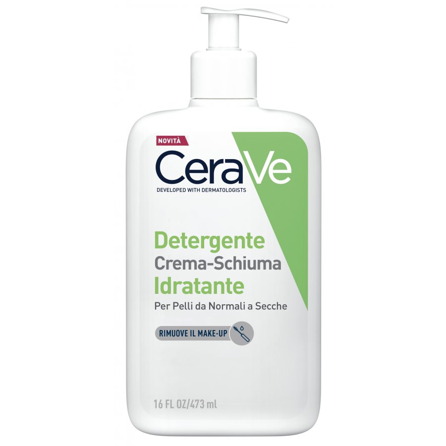 CeraVe Detergente Crema-Schiuma Idratante 473ml - Detergente Viso e Corpo con Ceramidi e Acido Ialuronico