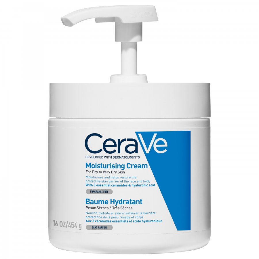 CeraVe Crema Idratante Corpo con Dispenser 454g - Crema per Pelle Molto Secca con Ceramidi e Acido Ialuronico