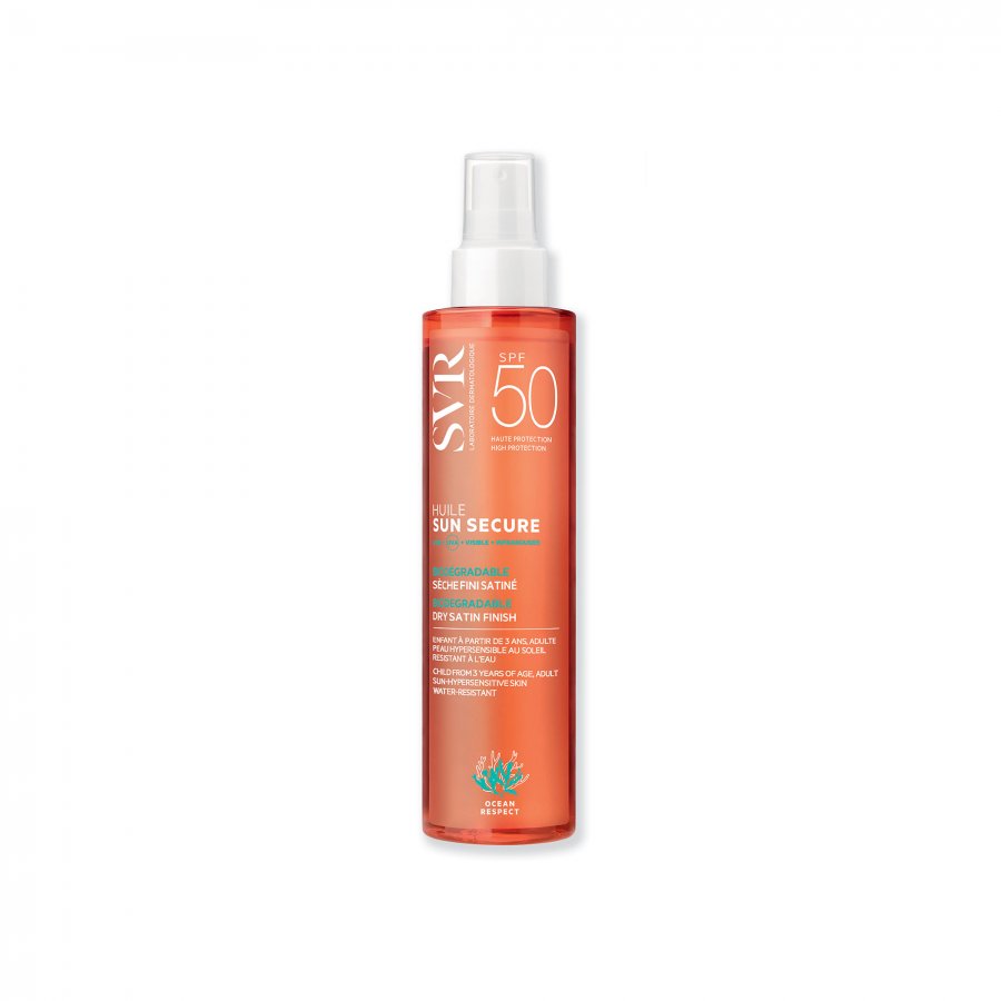 SVR Sun Secure Olio Secco SPF50+ 200ml - Protezione Solare Satinata per Viso, Corpo e Capelli