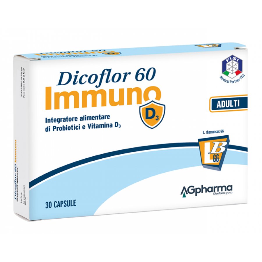 Dicoflor 60 Immuno - Integratore alimentare a base di probiotici e vitamina D3 30 Capsule