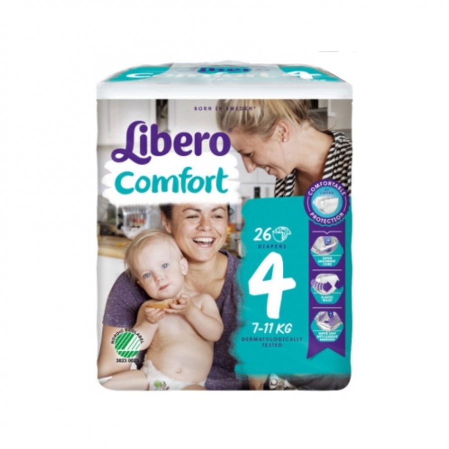 Libero Comfort Taglia 4 Pannolini - Pacco da 26 Pezzi (7-11 kg) - Protezione e Comfort per il tuo Bambino