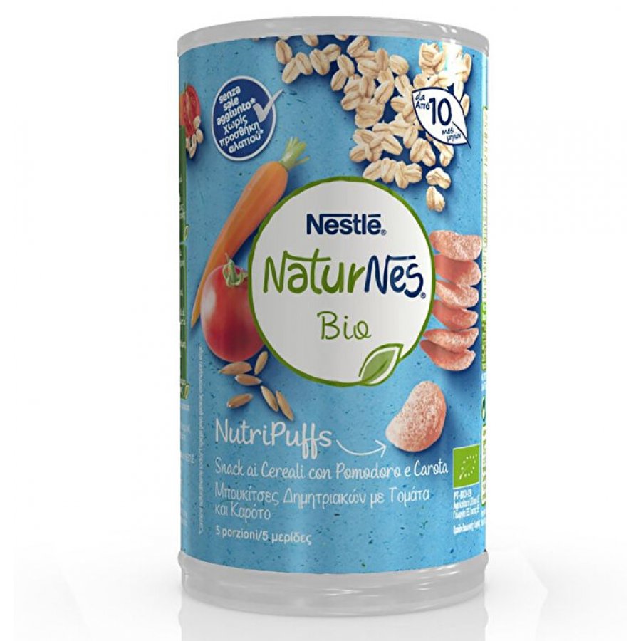 Nestlé - Natures Bio Nutripuffs Pomodoro e Carota 35g - Snack Biologico per Bambini