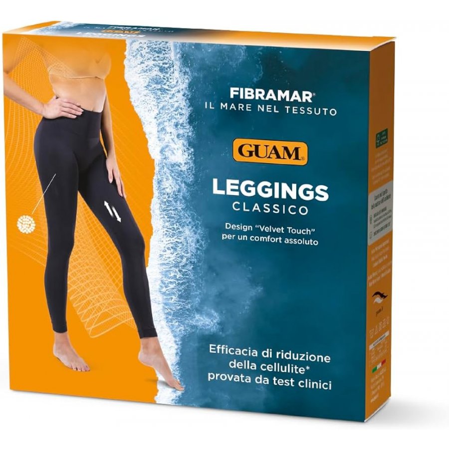 Guam Fibramar Leggings Classico Nero L-XL - Leggings Anticellulite con Alghe Marine Guam e Minerali Bioattivi F.I.R.