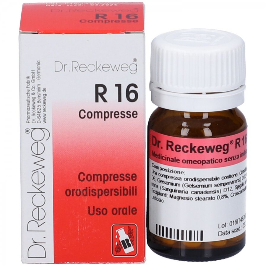 Reckeweg R16 100 Compresse - Reckeweg, Rimedio Omeopatico per Emicrania, Mal di Testa, 100 Compresse Orodispersibili, Trattamento Naturale per Malesseri Cerebrali