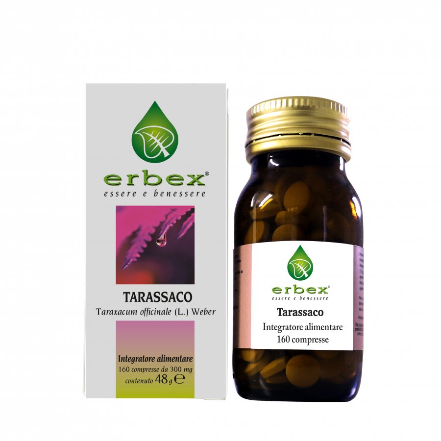 Erbex - Tarassaco 160 Capsule da 300mg, Integratore per Funzione Digestiva, Epatica e Depurativa con Drenaggio dei Liquidi Corporei