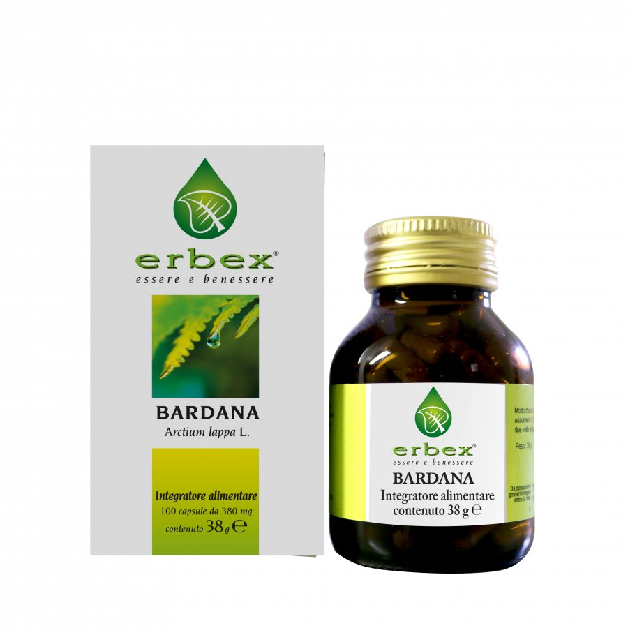 Erbex Bardana - Integratore Alimentare 100 Capsule da 380mg - Depurativo e Benessere della Pelle