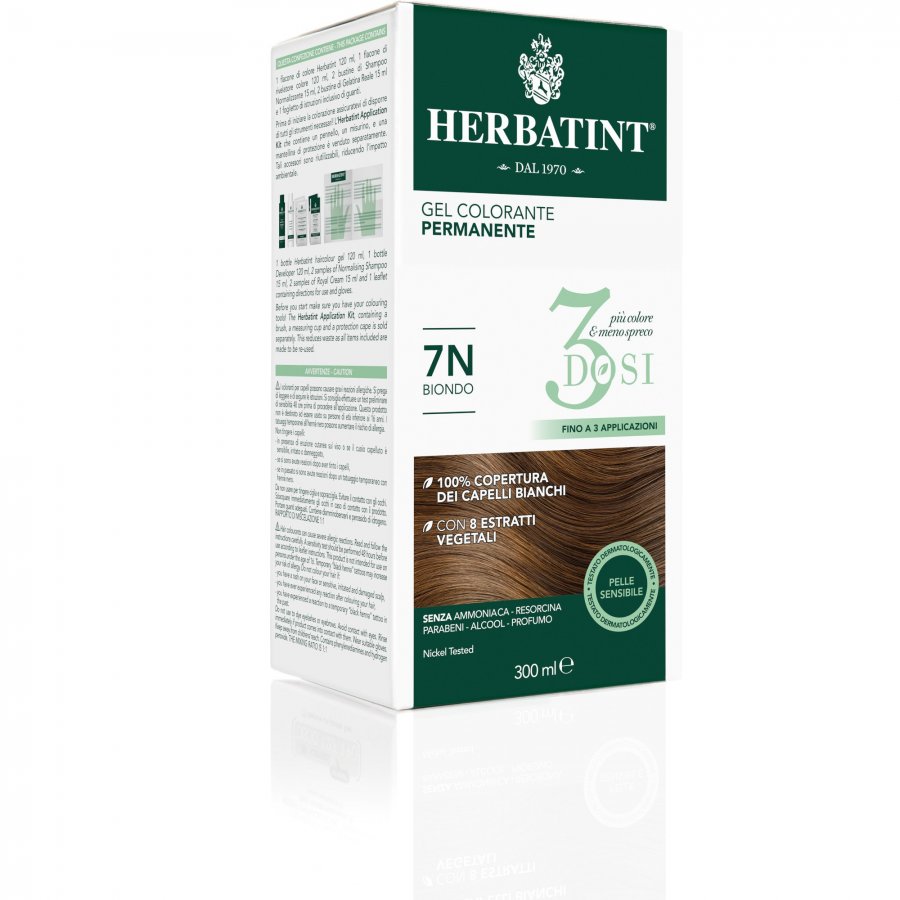Herbatint - Tintura Per Capelli Gel Permanente 7N Biondo 300 ml 3 Dosi