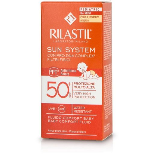 Rilastil Sun System Baby Latte Fluido Comfort SPF50+ 50ml - Protezione Solare Alta per la Pelle Delicata del Bambino