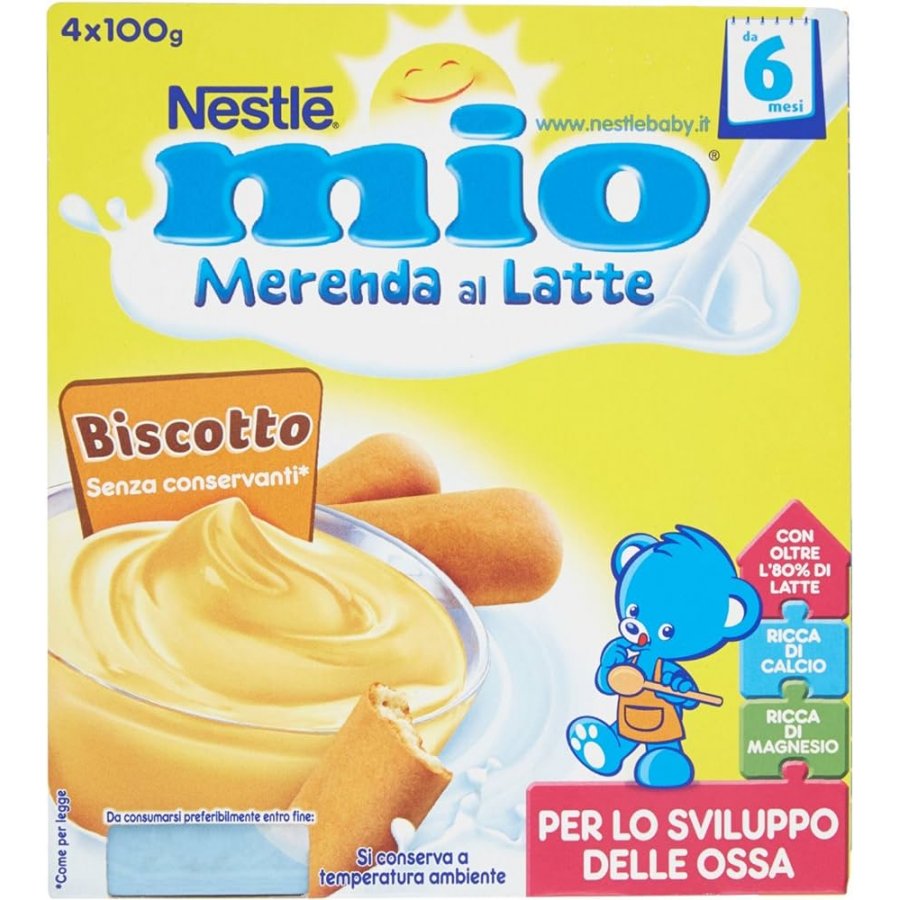 Nestlé Mio Merenda al Latte Biscotto 4x100g - Gusto Nutriente per una Merenda Sana
