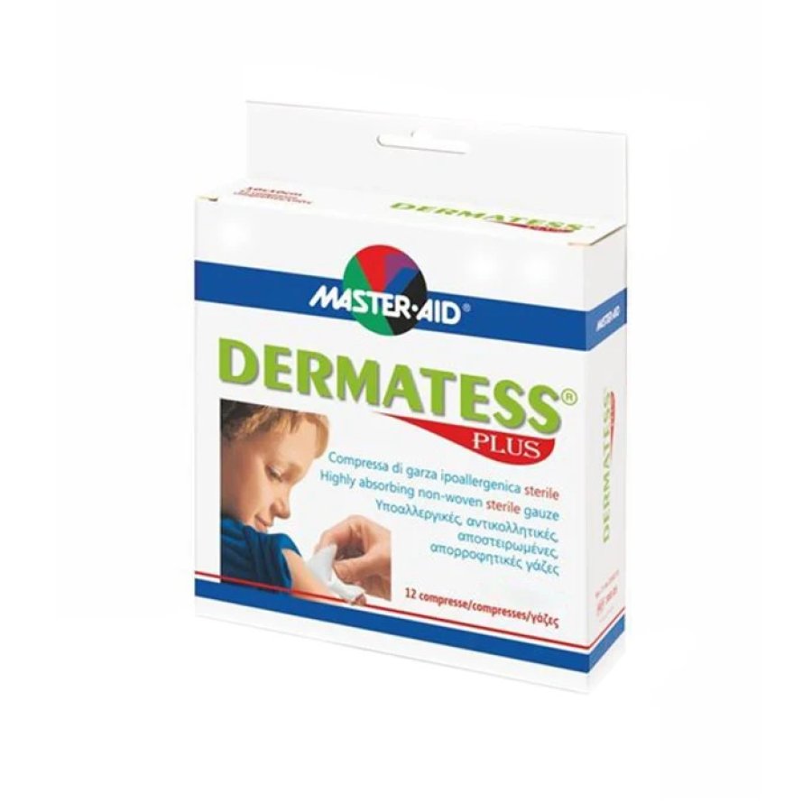 Master-Aid Dermatess Plus Garza Ipoallergenica Sterile 5 x 9 cm, 12 pezzi Master-Aid Dermatess Plus Garza Ipoallergenica Sterile 5 x 9 cm, 12 pezzi