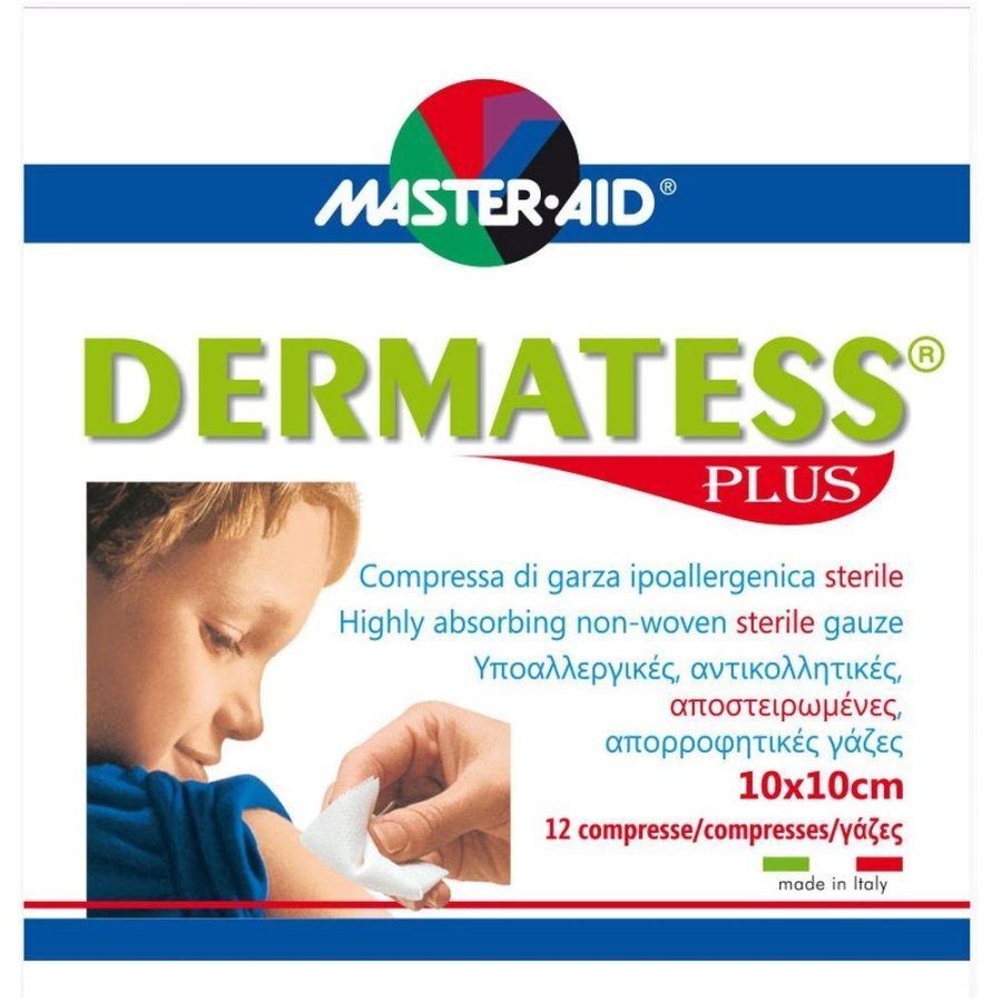 Master-Aid Dermatess Plus Garza Sterile Ipoallergenica, 10 x 10 cm 12 pezzi Master-Aid Dermatess Plus Garza Sterile Ipoallergenica, 10 x 10 cm 12 pezzi