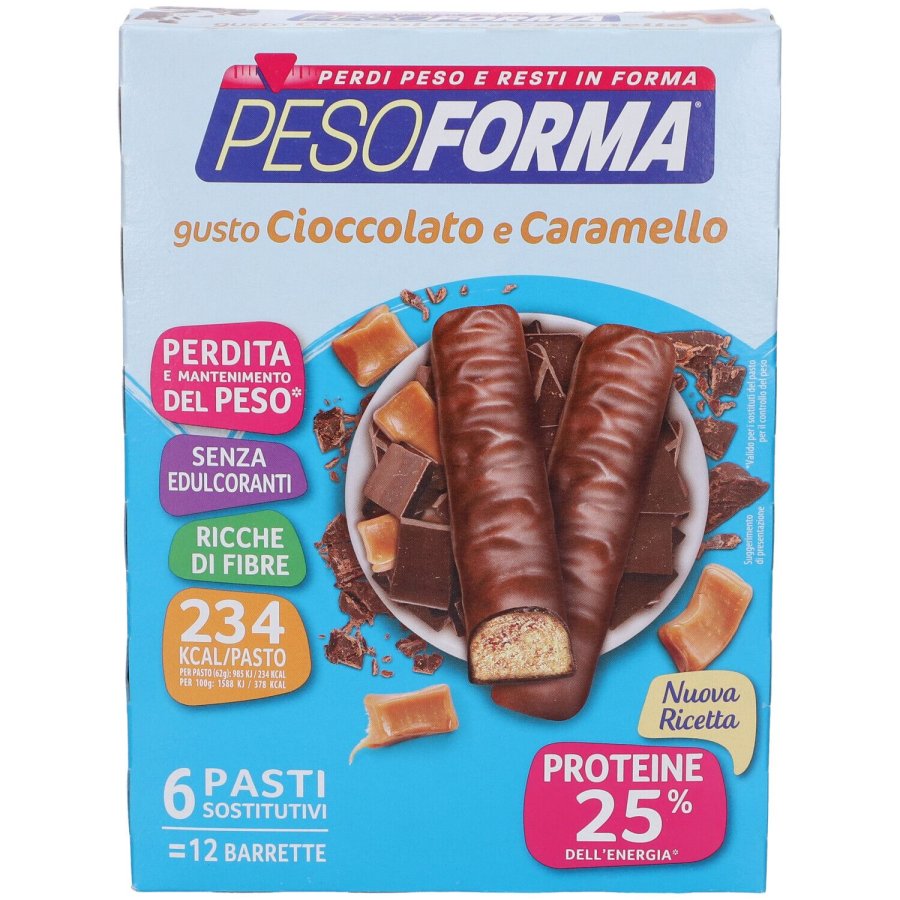 Pesoforma, Barretta Cioccolato Caramello, 12 Pezzi 