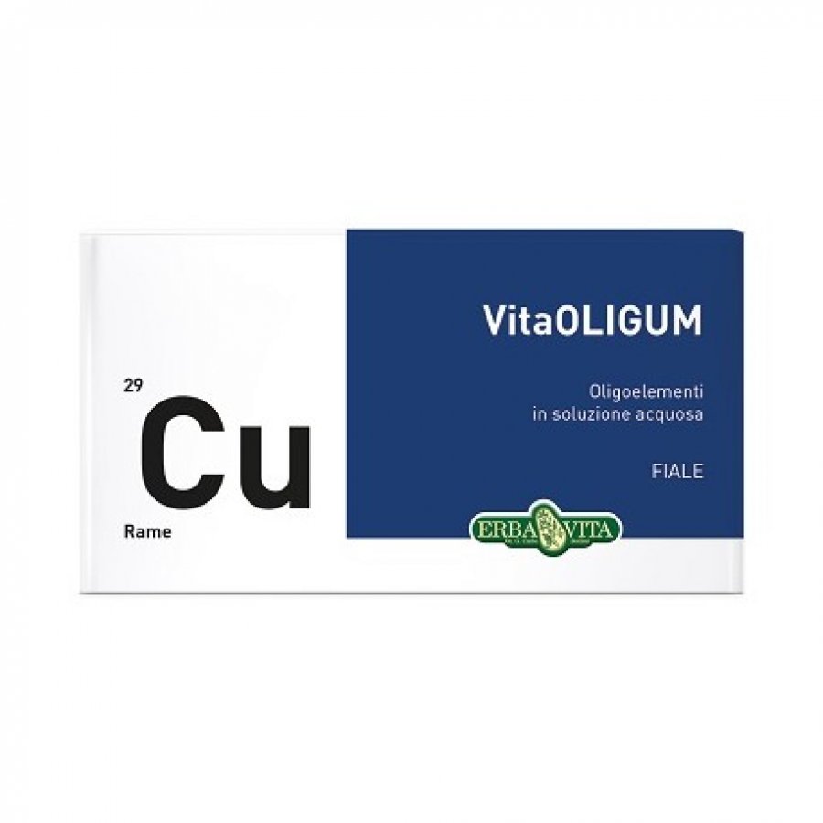 Vitaoligum Rame Erba Vita 20 Fiale da 2ml - Integratore di Rame per Infezioni e Infiammazioni