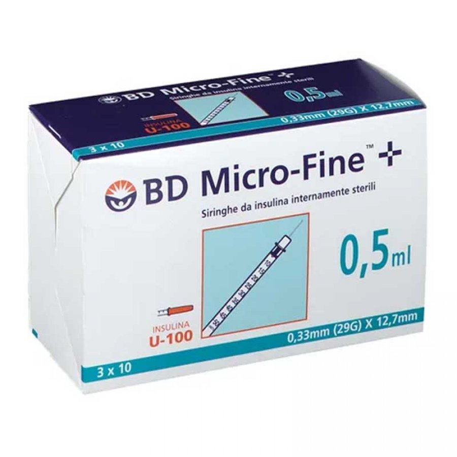 BD Microfine - 30 Siringhe da Insulina 0,5ml 29g 12,7mm - Siringhe Precise per l'Amministrazione di Insulina