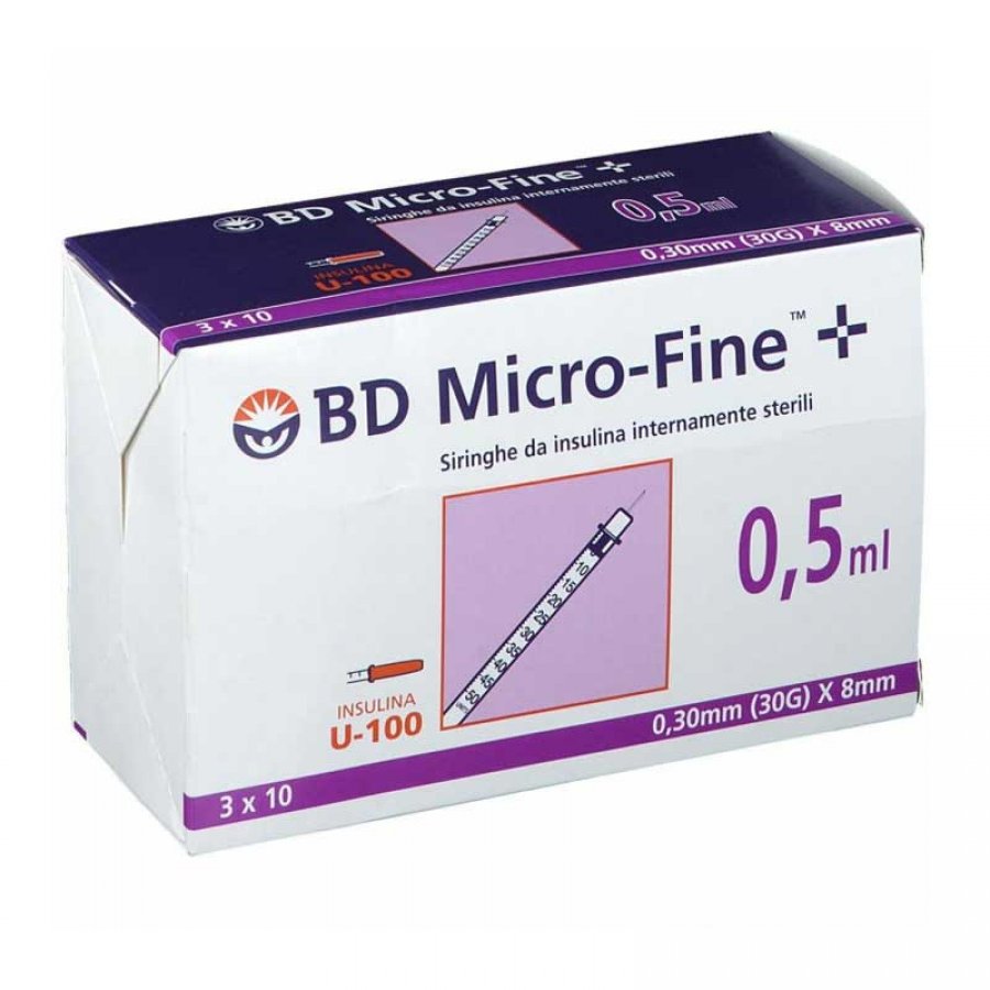 BD Microfine - 30 Siringhe da Insulina 0,5ml 30g 8mm - Siringhe Precise per l'Amministrazione dell'Insulina