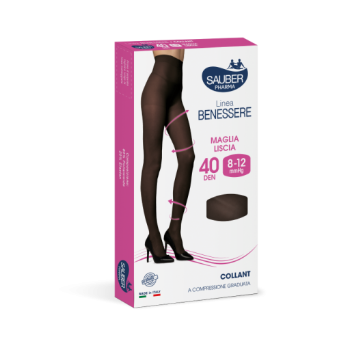 Collant Linea Benessere 40 Denari Nero Taglia 4 - Compressione Graduata per Gambe Riposate e Vitali