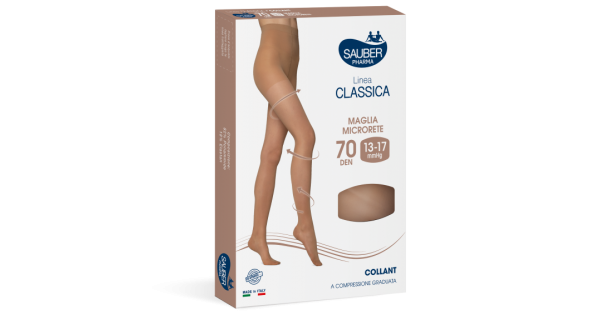 Sauber Collant Classico 70 Denari Maglia Microrete Neutro Beige