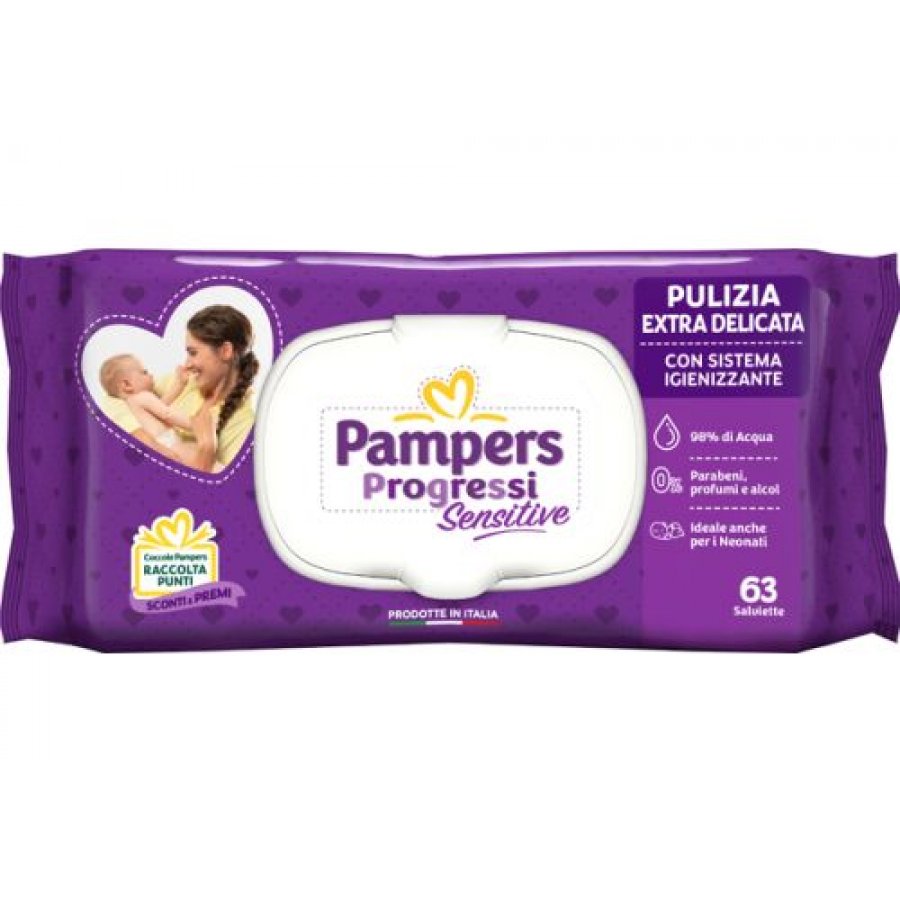 Pampers 63 Salviette Progressi Sensitive - Salviettine per Pelli Sensibili