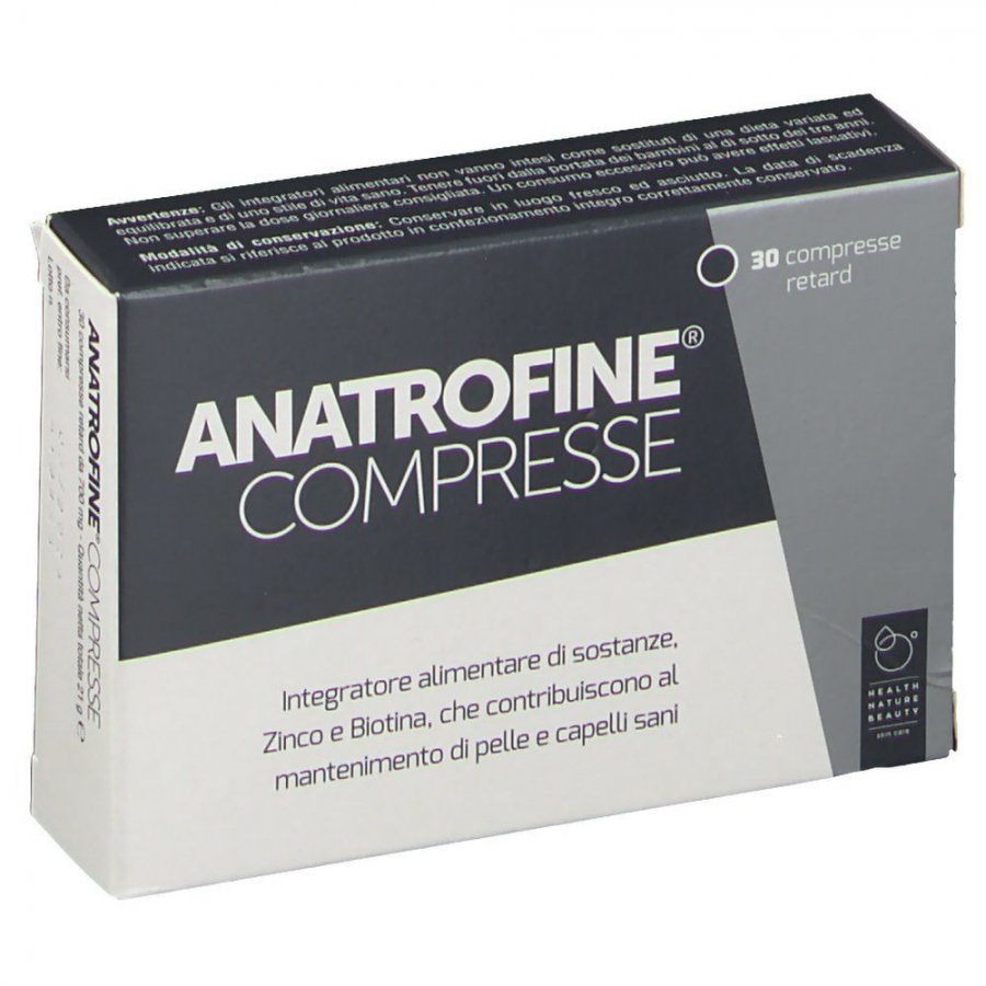 Linea Anatrofine Retard Integratore Anticaduta Capelli 30 Compresse - Rinforza Capelli e Unghie Fragili con Zinco e Biotina