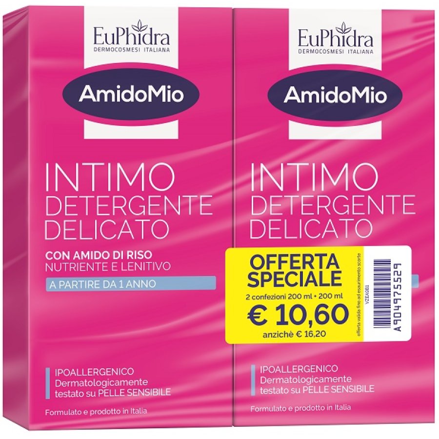EuPhidra Amidomio Detergente Intimo Idratante, 200 + 200 ml EuPhidra Amidomio Detergente Intimo Idratante, 200 + 200 ml
