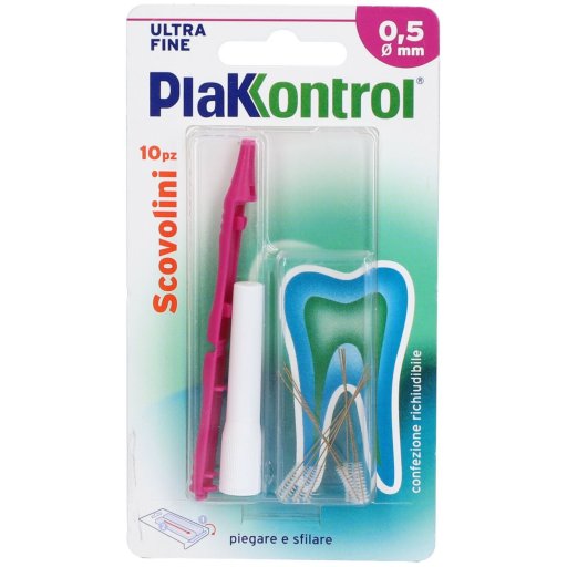 Scovolini Ultra Fine Plakkontrol 0,5mm, Plakkontrol, Scovolini Interdentali, 10 Pezzi, Rimozione Placca