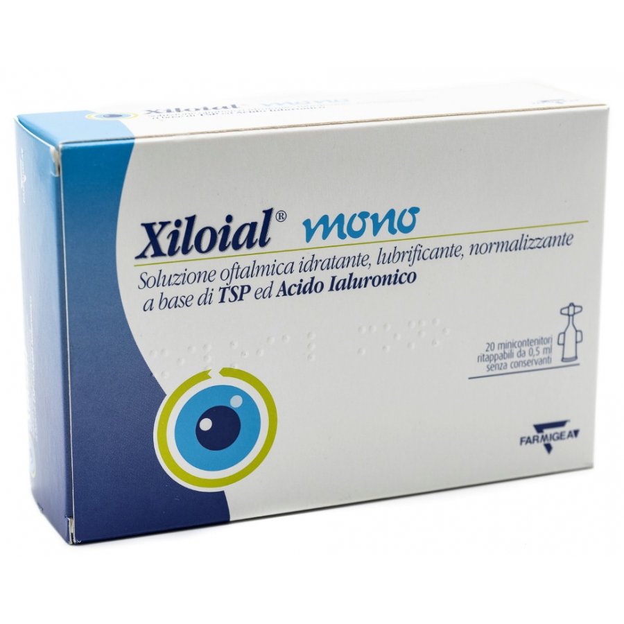 Polifarma Soluzione Oftalmica Idratante Lubrificante Xiloial 20 Monodose Da 0,5ml - Per Occhi Secchi e Irritati