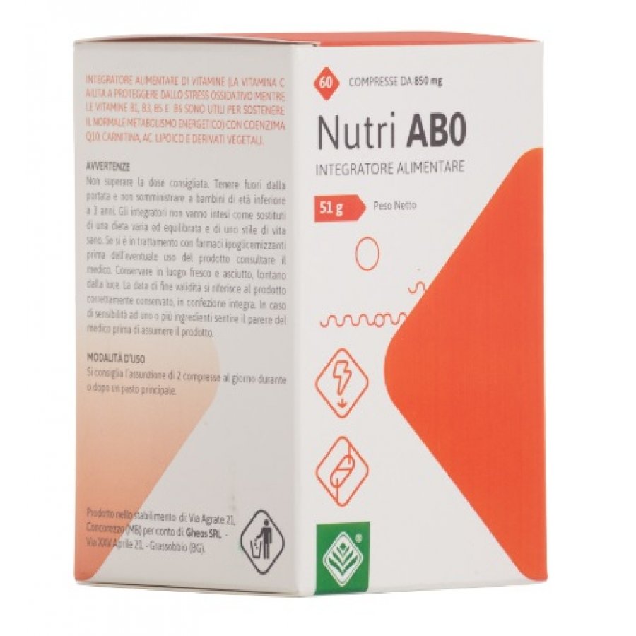 Nutri AB0 60 Compresse - Integratore Multivitaminico e Antiossidante per la Tua Salute Generale