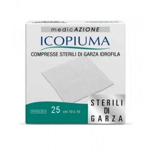 Icopiuma Compresse Sterili di Garza Idrofila 10x10cm 25 Pezzi - Tamponamento e Protezione Lesioni