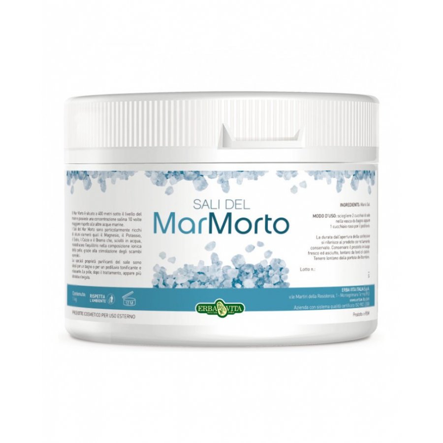 Erba Vita Sali Mar Morto 1 kg - Purissimo Sale del Mar Morto per Bagni e Pediluvi