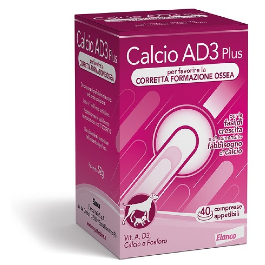 Pet Nutrition Calcio AD3 Plus, 40 Compresse Pet Nutrition Calcio AD3 Plus, 40 Compresse