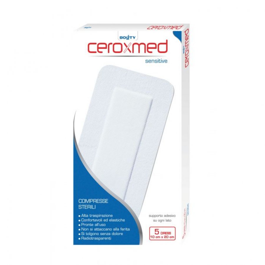 Ceroxmed Compresse Sensitive 10x20cm 5 Pezzi - Comprese Extra-Large per Cura Delicata