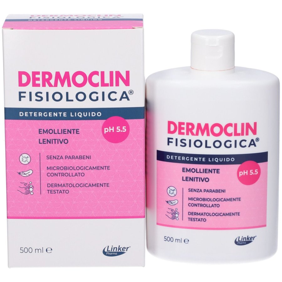 Dermoclin Fisiol Detergente Fisiologico pH 5.5 Intimo e Corpo, 500 ml