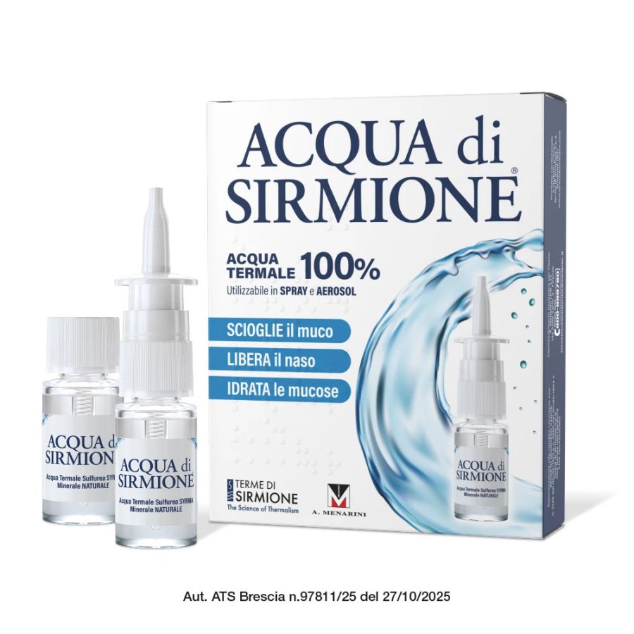 Acqua di Sirmione Spray Nasale con Acqua Termale Sulfurea Salsobromoiodica, 6 Flaconcini da 15 ml