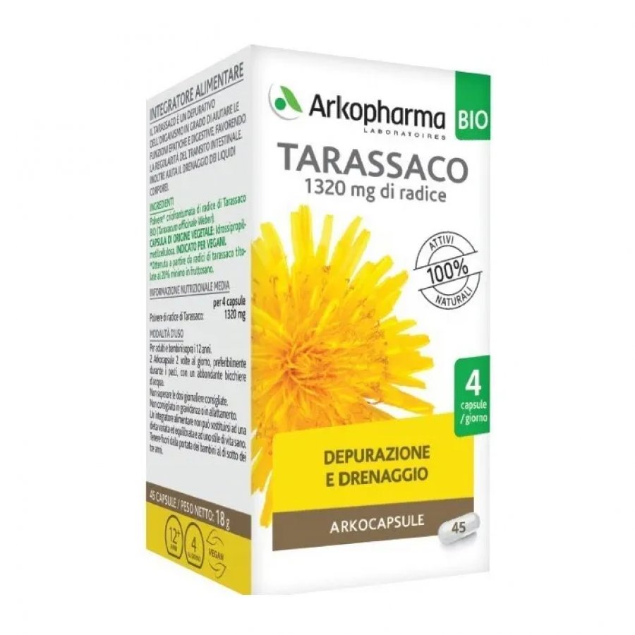 Arkopharma Tarassaco Bio 45 Capsule - Integratore Depurativo per Funzioni Epatiche e Digestive