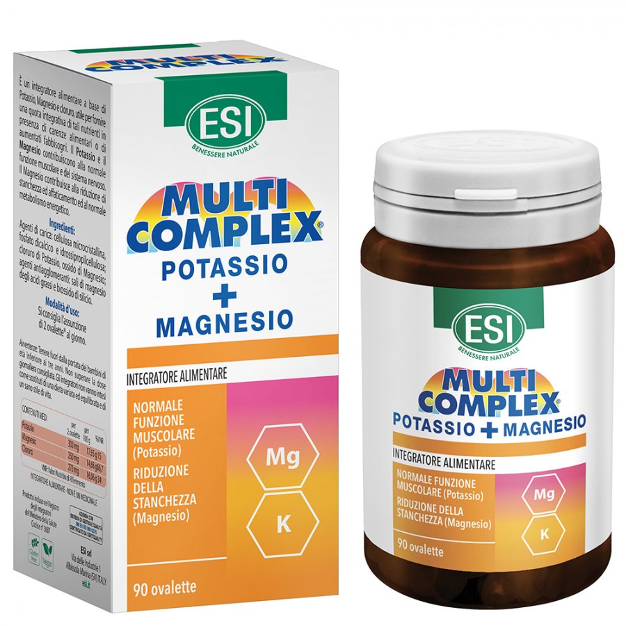 ESI Multicomplex Potassio e Magnesio, Integratore Energetico, 90 Ovalette per Stanchezza e Affaticamento