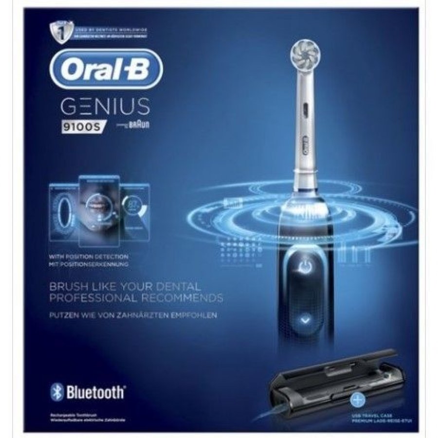 Oral-B - Genius 9100 Ultrathin Black, Spazzolino Elettrico Ricaricabile con Tecnologia Ultrathin