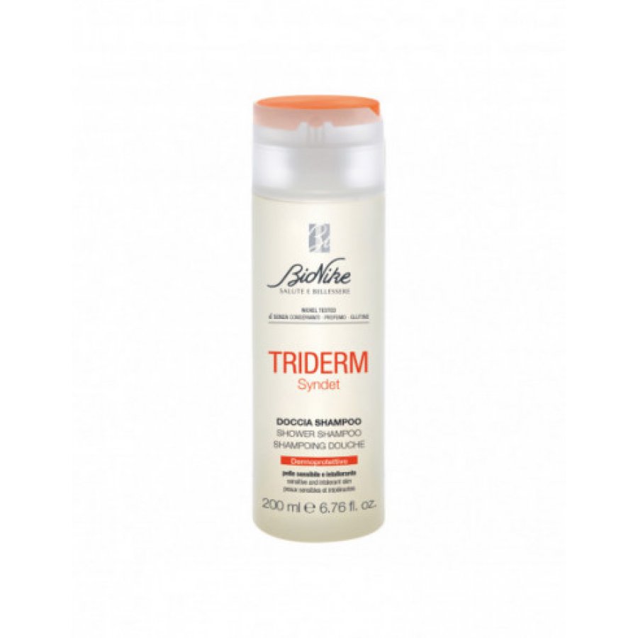 BioNike Triderm Doccia shampoo dermoprotettivo per corpo e capelli 200 ml - Pulizia delicata e protezione per la pelle e i capelli sensibili